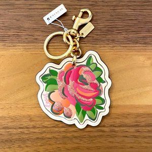 COACH Vintage Rose Bag Charm Pink/Chalk 67574 NWT